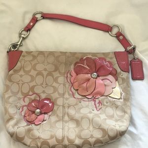 Coach shoulder bag, pink flowers